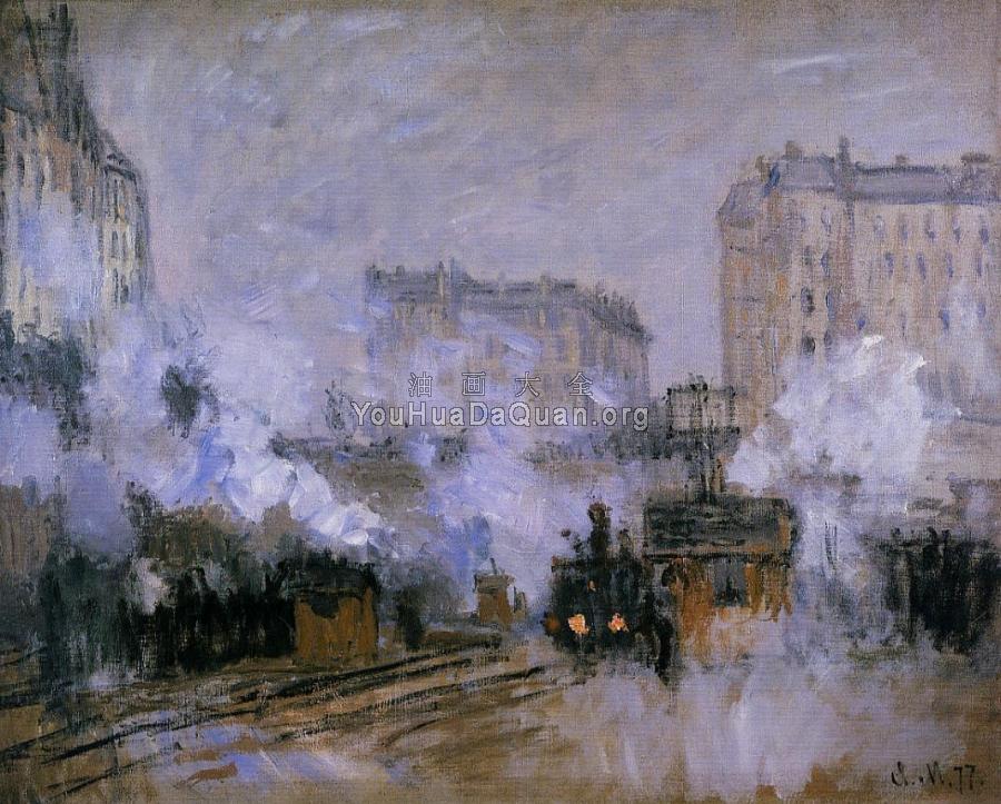 Exterior of Saint-Lazare Station, Arrival of a Train - 克劳德·莫奈